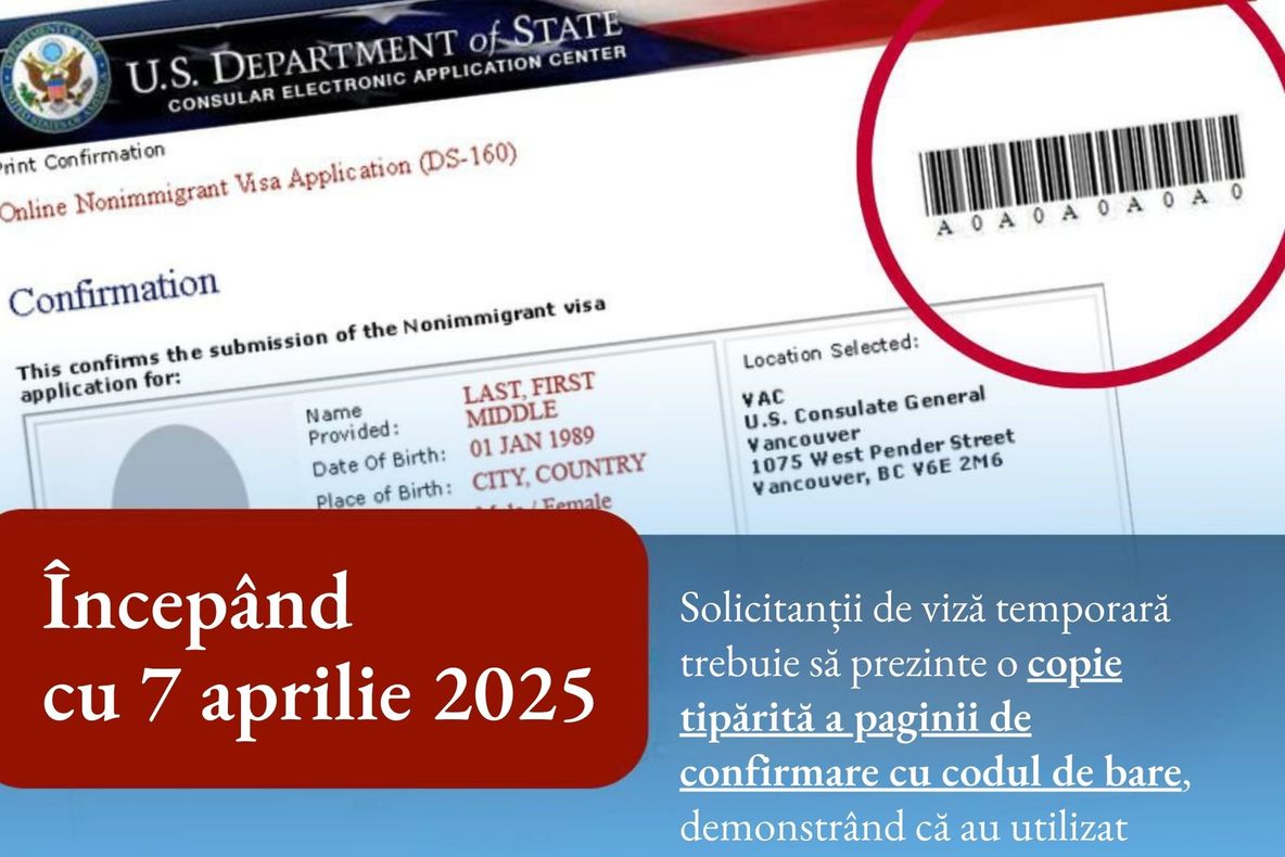 Ambasada SUA, anunț pentru românii care cer viză. O nouă reglementare, în vigoare din 7 aprilie, ce DOCUMENT se solicită?