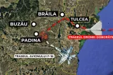Traseul dronei doborâte de avionul F-16 în România. Ținta a fost distrusă la aproximativ 80 de km de București