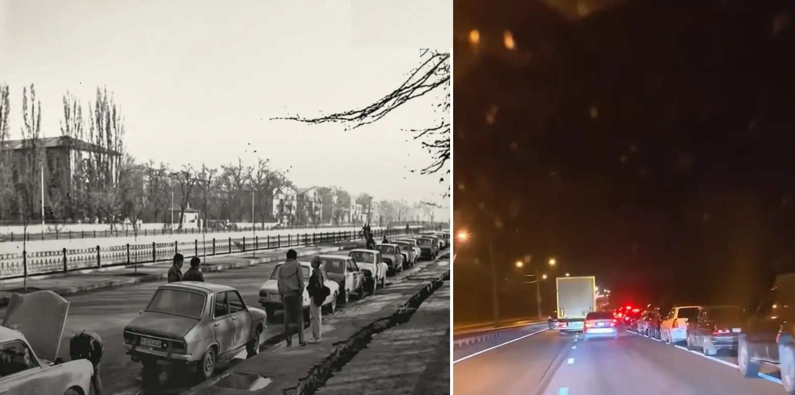 Cozi la carburanti (Romania anii '80, Rusia în prezent)