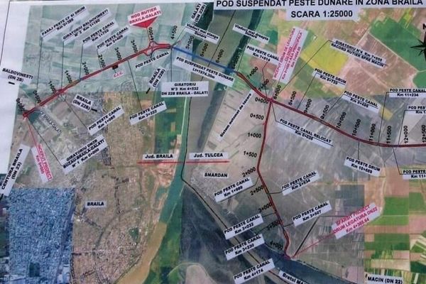 Podul peste Dunăre ce leagă Brăila de Tulcea este în grafic