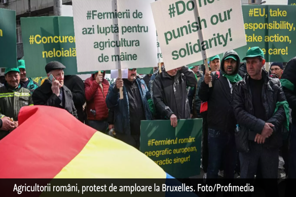Agricultorii români protestează la Bruxelles
