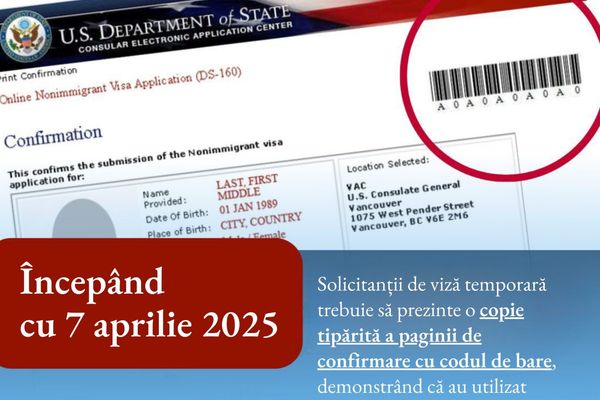 Ambasada SUA, anunț pentru românii care cer viză. O nouă reglementare, în vigoare din 7 aprilie, ce DOCUMENT se solicită?